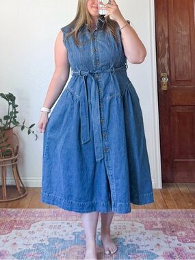Universal Thread Sleeveless Denim Midi tie dress